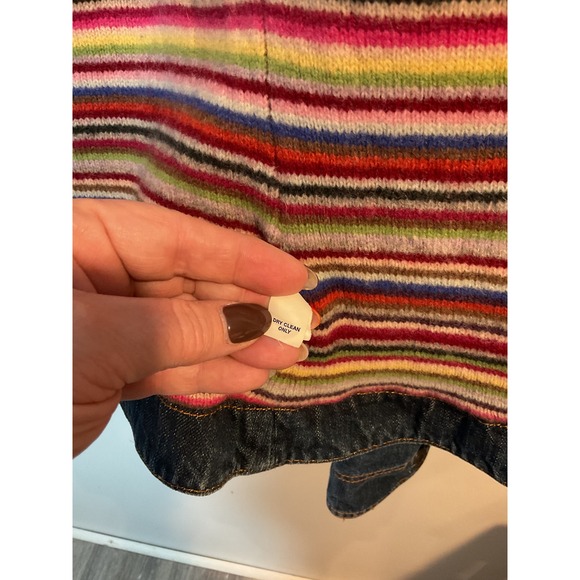 GAP Denim Jacket Womens Small Blue Jean Coat Colorful Striped Lined Button Small - Picture 8 of 9